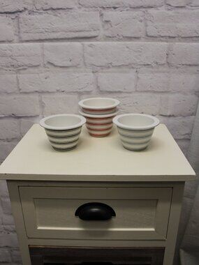 Magnolia Hearth & Hand Set of 4 Melamine Small Striped Dip Bowls Dessert Cups